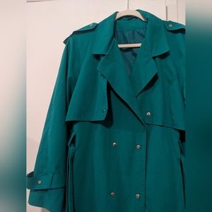 Green/Teal Light Belted Trench Coat